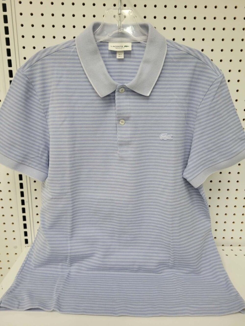 Lacoste Mens Striped Polo Shirt Regular Fit Light Blue L